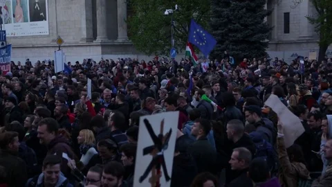 Huge mass of people demonstrating Stock Footage 83491631