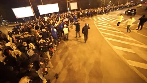 Huge mass of people protesting Stock Footage 90126342