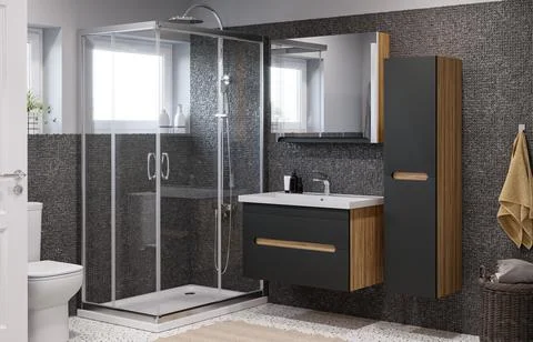 Huge Master Bethroom.  3D Render Illustrazione stock