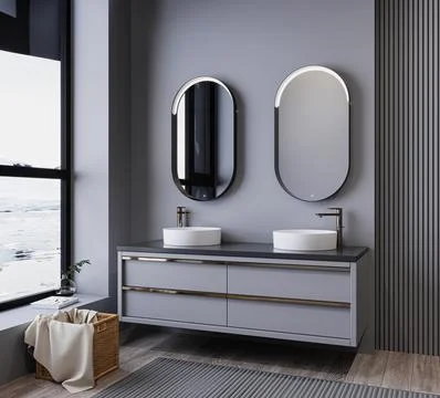 Huge Master Bethroom.  3D Render Illustrazione stock