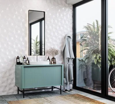 Huge Master Bethroom.  3D Render Illustrazione stock