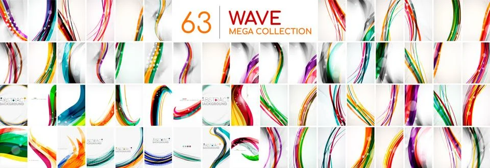 Huge mega collection of flowing wave patterns. Abstract backgrounds bundle for 스톡 일러스트