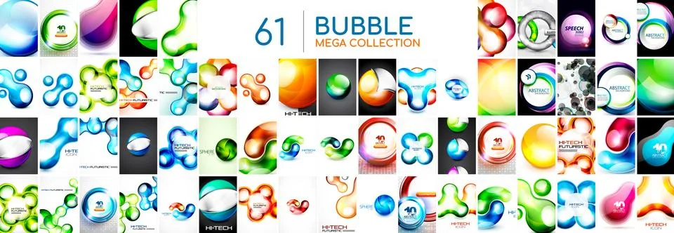 Huge mega collection of techno bubble designs for technology, digital concepts Stock Illustration