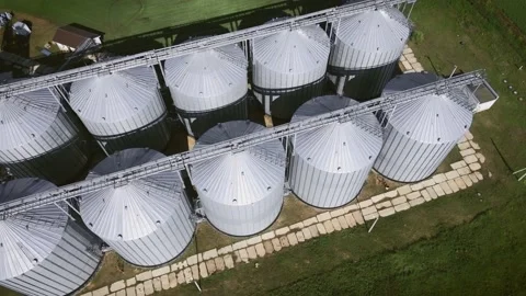 Huge metal construction of grain elevators Stock Footage 157182802