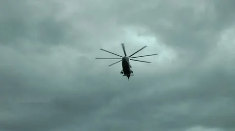 The huge MI-26 helicopter is capable to transport 10 automobile cars at once Video stock 12674190