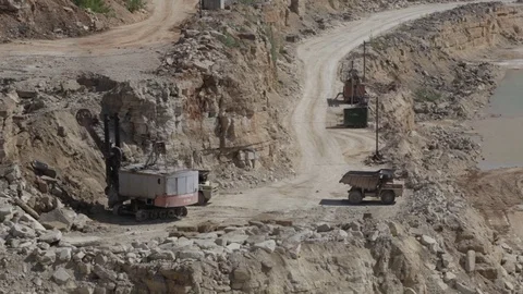 Huge mine excavator Stock Footage 79615297