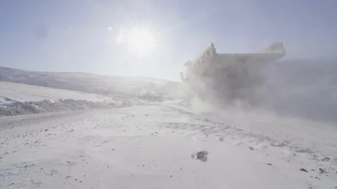 Huge mining dump truck winter frost 3 Stock Footage 150634077
