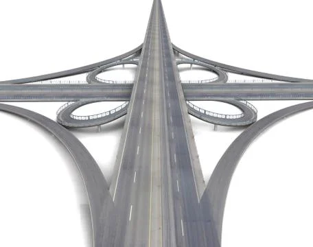 Huge motorway crossroads perspective view llustration 스톡 일러스트