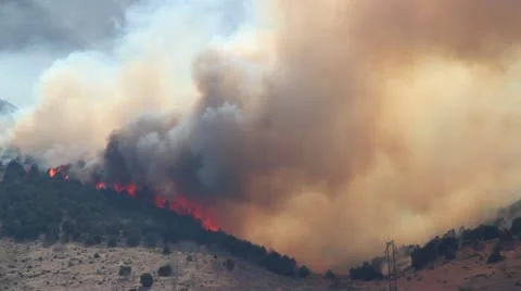 Huge Mountain Fire Stock Footage 11257113