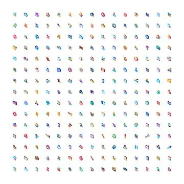 Huge multidomain isometric icon set collection Stock Illustration