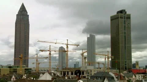 Huge numbers of cranes at work Stock Footage 11406299