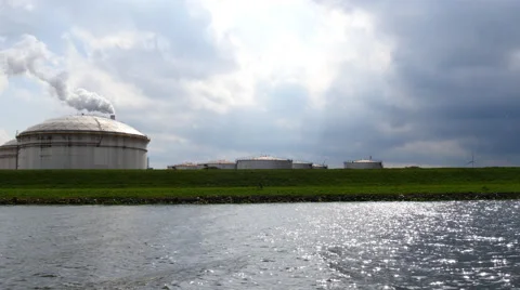 Huge oil tanks Stock Footage 62046094