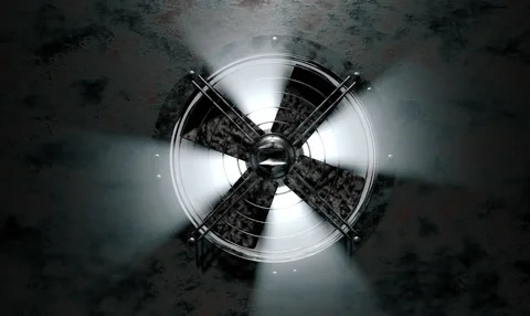 A huge old, rusty fan in the ventilation system rotates slowly Video stock 148768329