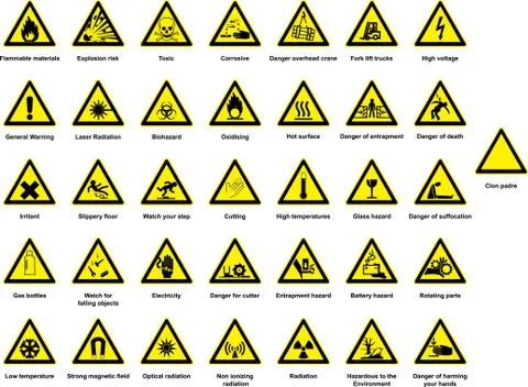 Huge pack of different warning tables Stock Illustration