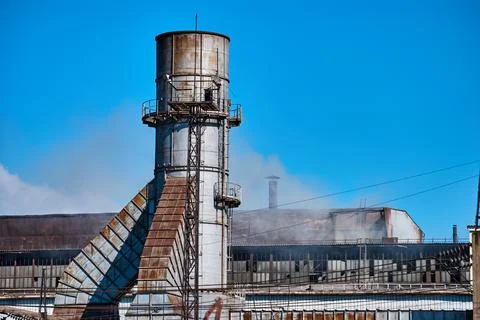 Huge pipe of the dedusting and air purification system of the blast furnace o Stock Photos