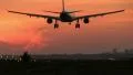 Huge plane landing at dusk HD Footage