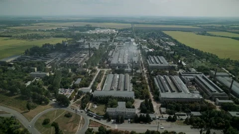 A huge plant for the processing of natural resources. Aerial view 4K Stock Footage 203955575