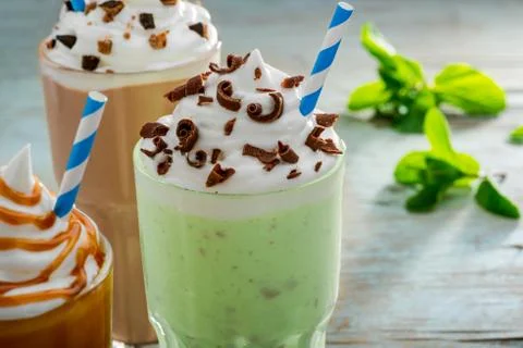 Huge portion of mint milkshake Stock Photos