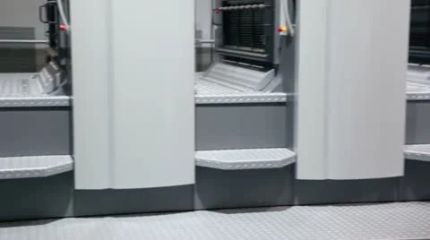 Huge printing conveyer for publishing industry, shown in motion Stock Footage