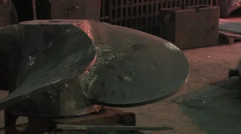 Huge propeller Metal processing Stock Footage 1214785