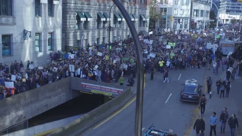 Huge Protest with Thousands on the Streets Climate Action Stock-Footage 139249655
