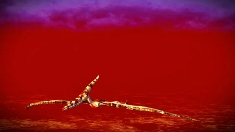 Huge pterodactyl over land Stock Illustration