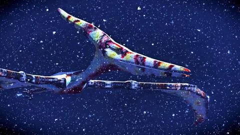 Huge pterodactyl over land イラスト素材