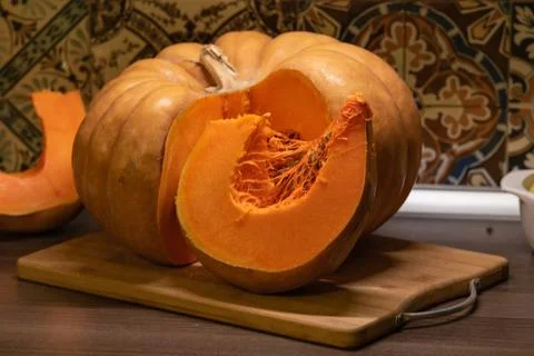 A Huge Pumpkin Before Sliced Stock Photos