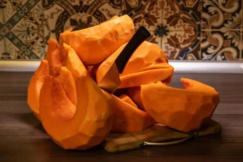 A Huge Pumpkin Before Sliced Stock Photos