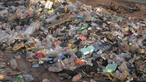 Huge Quantity Of Plastic Garbage And Other Pollution Stock Footage 155355312