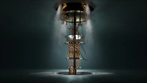 A huge quantum computer in a laboratory with cooling Stock Footage 295033629