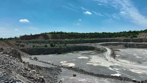 Huge quarry of Devonian limestone with huge walls in South Moravia, Czechia Stock Footage 228435888