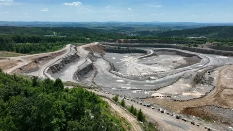 Huge quarry of Devonian limestone with huge walls in South Moravia, Czechia Stock Footage 228435913