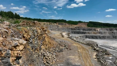 Huge quarry of Devonian limestone with huge walls in South Moravia, Czechia Stock Footage 228436009