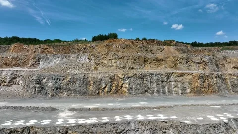 Huge quarry of Devonian limestone with huge walls in South Moravia, Czechia Stock Footage 228436022