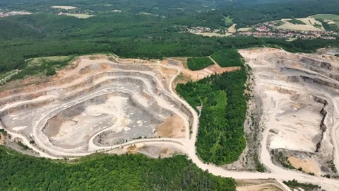 Huge quarry of Devonian limestone in South Moravia, Czech republic Stock Footage 228435744