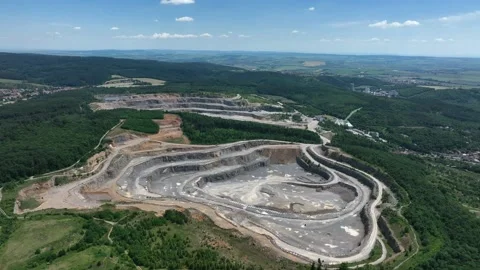 Huge quarry of Devonian limestone in South Moravia, Czech republic Stock Footage 228436012