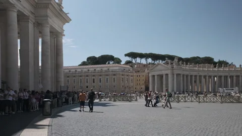 Huge queue to go to the basilica in St. Peter square Video stock 244069463