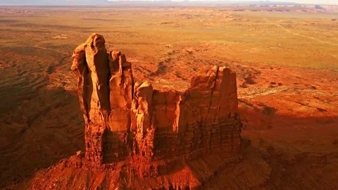 Huge red mountains in desert Stock Footage 170293090