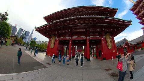 A huge red temple inside the Senso-ji temple in Tokyo Japan Stock Footage 129279783
