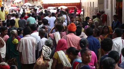 Huge religious crowd of devotees outside Kamakhya Temple Guwahati Stock Footage 339268421