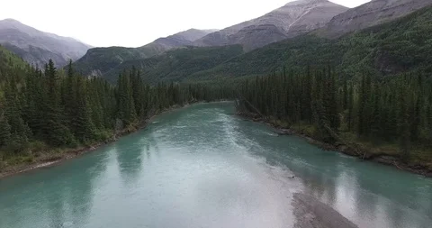 Huge river in the wild in Alaska Stock Footage 86153515