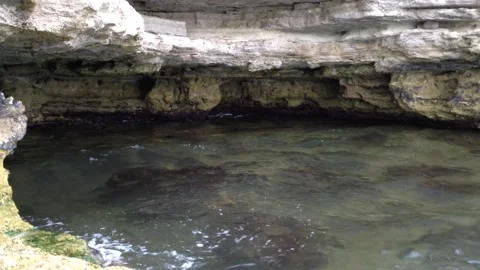 Huge Rock Lagoon With Waves At the Black Sea – Crimea Stock Footage 149873757