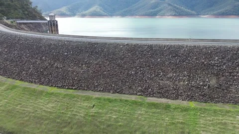 Huge rockfill dam Video stock 334907016