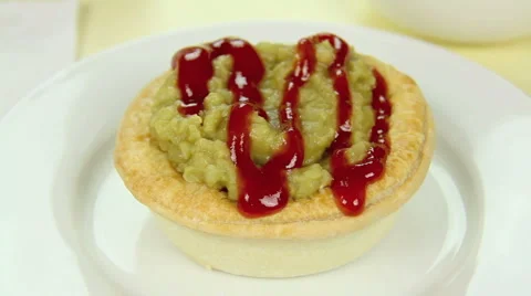 Huge Sauce On Pie Stock Footage 1090993