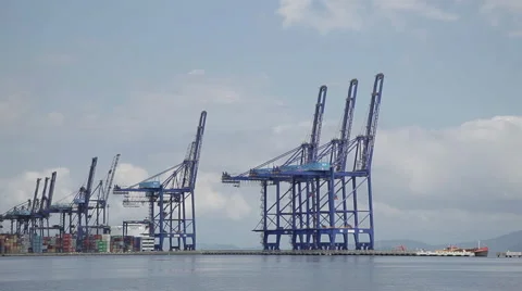 Huge seaport cranes 스톡 동영상 51223823