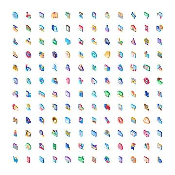 Huge set of isometric icons representing various concepts Stock Illustration