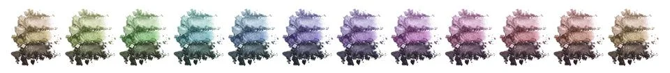 A huge set of multi-colored triple eye shadow. Crushed eyeshadow Stock Photos