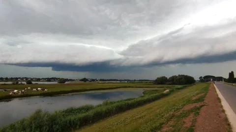 Huge Shelf Cloud in The Netherlands Stock Footage 279059184