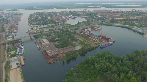 Huge shipyard. aerial view Stock Footage 67865328